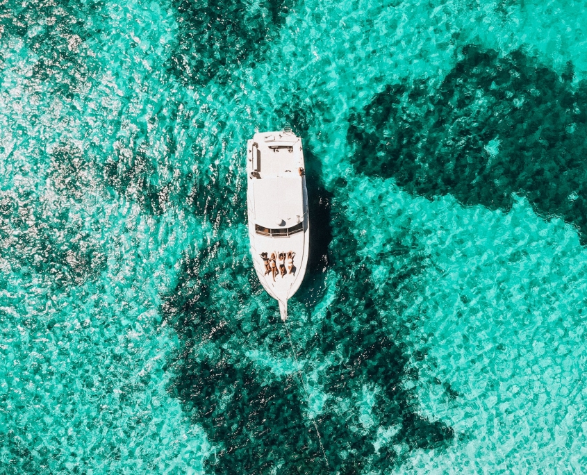 Drone view of boat