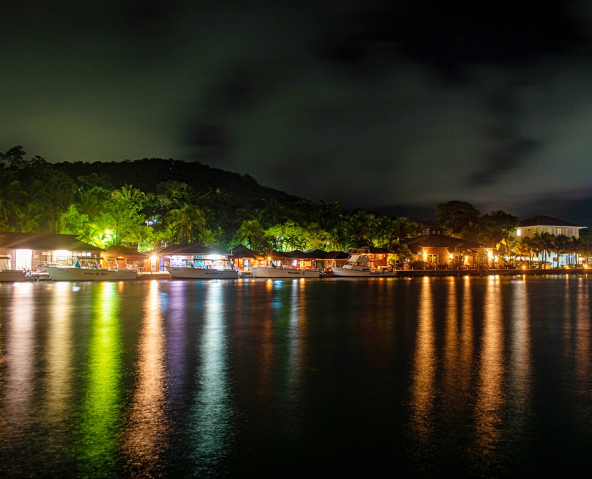 Night time view of dock
